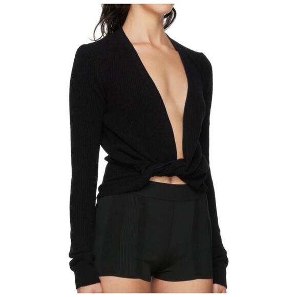 Jacquemos Le Gilet Noue Black Twist Front Crop Cardigan Sweater Womens Size 8 - Picture 3 of 10